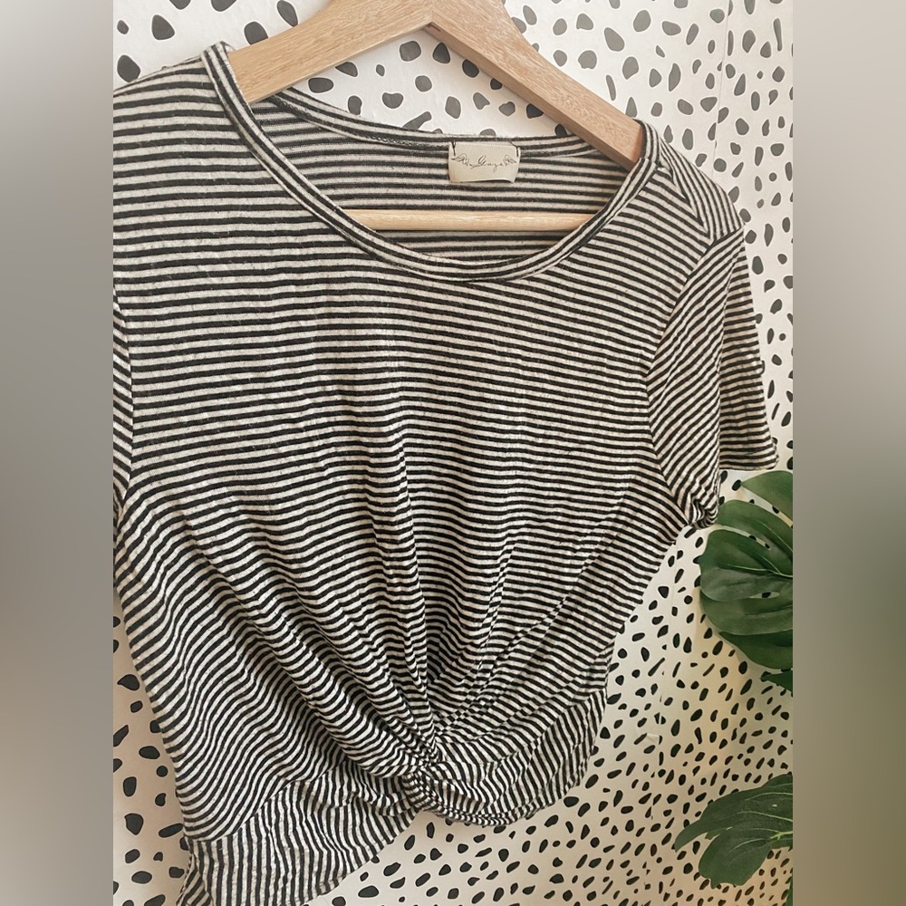 Black & White Striped Cropped Tee